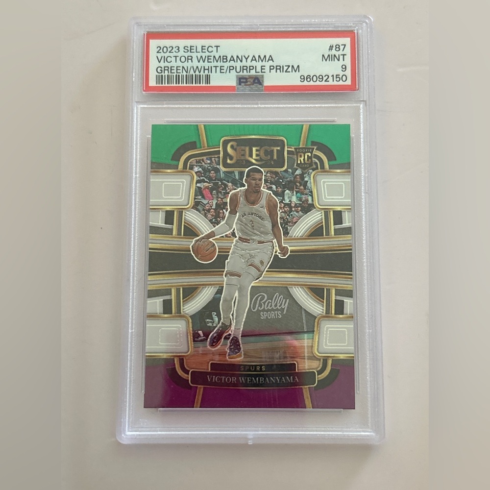 Victor Wembanyama 2023 Select RC #87 Green/White/Purple Prizm PSA 9 MINT